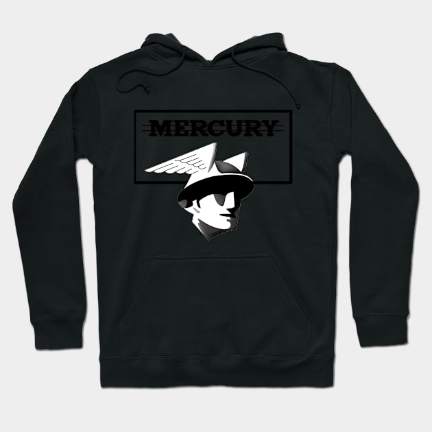 Flathead Ford V8 Mercury emblem - classic black print Hoodie by retropetrol